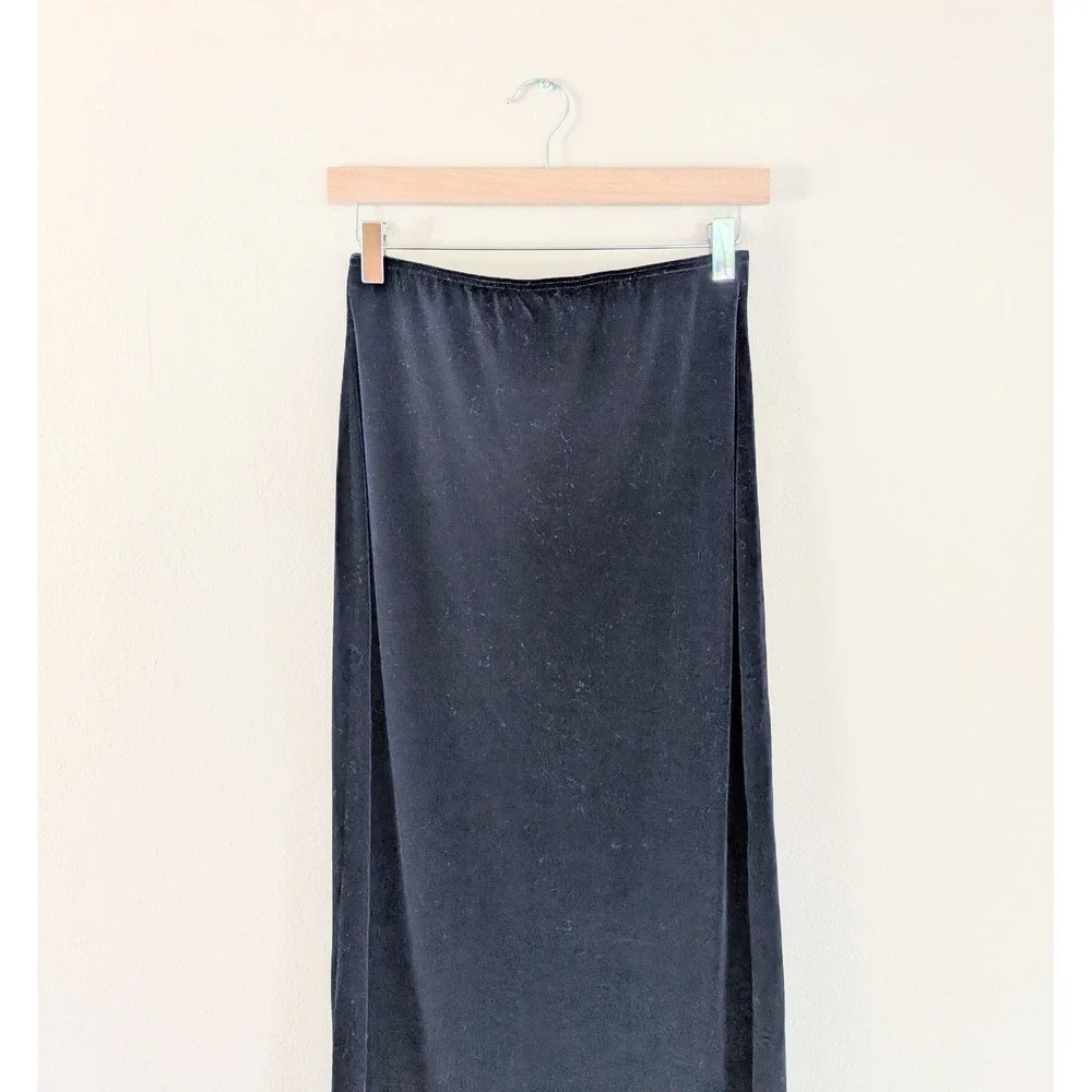 Velvet Maxi Skirt‎ Navy Blue Stretch Y2K Grunge Minimalist Gap Women's M Column